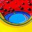 Placeholder: a circle from waterdrops, red blue and yellow