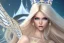 Placeholder: beautiful, soft, smiling, very straight and long blonde hair, dewy and shiny vibe, diamond crown, long fairy wings in the back, full head