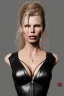 Placeholder: Kim Basinger in black leather gown, evil,energetic, villain, busty, cleavage, curvy, angry, happy, stern look. character design by cory loftis, fenghua zhong, ryohei hase, ismail inceoglu and ruan jia. unreal engine 5, artistic lighting, highly detailed, photorealistic, fantasy