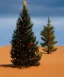 Placeholder: sandy festive Christmas tree in a vast desert with dunes