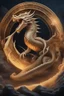 Placeholder: Bitcoin cryptocurrency stands in the middle and a dragon is around