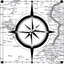 Placeholder: compass directional indicator found on maps, antique ornamental etched, black on white