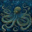 Placeholder: A dark blue water elemental octopus painted by Vincent van Gogh