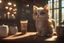 Placeholder: cute fluffy cat in a coffeehouse in sunshine Weight:1 detailed matte painting, deep color, fantastical, intricate detail, splash screen, complementary colors, fantasy concept art, 8k resolution trending on Artstation Unreal Engine 5 Weight:0.9