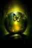 Placeholder: A butterfly inside 2:1 sphere faces image. Enchanted forest. fireflies wandering. mystical.