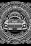 Placeholder: mandala : old car black and white mandala home district background