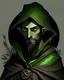 Placeholder: Bronin is a younger wood elf. He is very stoic. He has slightly tanned skin. He has a black beard. His left eye is gone and is replaced with a green sphere that glows a bright green. He wears very basic black robes. His black hood goes over his head. He has a black cape. His left arm has a green spiraling tattoo and a black arm wrap around his hand and forearm. his right arm is missing and has been replaced with a wooden prosthetic. The arm looks like the branch of a tree.