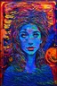 Placeholder: Time stretched under Mars REtrograde; Lowbrow, electric neon Post-Impressionist painting