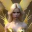 Placeholder: beautiful fairy very etheric, nice smiling, long blond hair, magic glamour pink make up, delicate colors, complete vision of very transparent golden and big wings, beautiful glamour transparent golden dress, ultra sharp focus, 8k, unreal engine 5, extremely sharp detail, light effect, soft light atmosphere, smooth, full of details, face in front, complete vision of face and hair and of the body