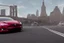 Placeholder: A Tesla 'Model 3' is drifting at top speed, near the 'Statue of Liberty' in New York. CINEMATIC. WIDE ANGLE LENS. PHOTO REAL.