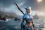 Placeholder: [Sea Elf] [Maormer] Hero Queen with [white hair] and [blue skin] on a [ship] with crew [fantasy] [realism] [Elder scrolls]