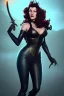 Placeholder: Ava Gardner as evil queen in black leather, busty, cleavage, curvy, angry, stern look. character design by cory loftis, fenghua zhong, ryohei hase, ismail inceoglu and ruan jia. unreal engine 5, artistic lighting, highly detailed, photorealistic, fantasy