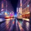 Placeholder: Cyberpunk street view in night , paris , rain, ground reflection