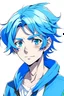 Placeholder: guy anime character with medium blue hair