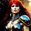 Placeholder: portrait beautiful face Red Sonja medieval metal armor balanciaga fashion clothe painting by gaston bussiere, greg rutkowski, yoji shinkawa, yoshitaka amano, tsutomu nihei, donato giancola, tim hildebrandt, oil on canvas, cinematic composition, extreme detail