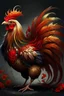 Placeholder: Emblaziken is a majestic, flame-covered rooster with feathers that resemble traditional Chinese imperial robes. Its tail feathers are long and fiery, resembling the elegant tails seen on Chinese dragons. The rooster's comb is shaped like a crown, symbolizing its regal presence.