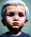 Placeholder: Pedro almodovar toddler, full body, white hair, diagonal shirt, dramatic lighting, hyper realistic