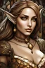 Placeholder: In the art style of Karem Beyit: sepia tone, a ((stained glass)) portrait of a elf