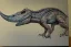 Placeholder: Photorealist painting of dinosaur with a mohawk