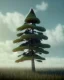 Placeholder: Pine tree with a hat on clouds