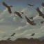 Placeholder: turtle and sky with a flock of birds