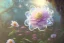 Placeholder: one big crystal subtle flower in a galactic ambiance above a very little beautiful fairy, transparent petals, delicate colors, in the foreground, full of details, smooth, bright sunshine，soft light atmosphere, light effect，vaporwave colorful, concept art, smooth, extremely sharp detail, finely tuned detail, ultra high definition, 8 k, unreal engine 5, ultra sharp focus