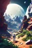 Placeholder: (((close midshot))), (((low poly art:2))), (astronaut), ultra-detailed illustration of an environment on a dangerous:1.2 exotic planet with plants and wild (animals:1.5), (vast open world), astroneer inspired, highest quality, no lines, no outlines candid photography. by Lekrot