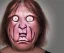 Placeholder: Hyper Realistic photo of An eerie face of a middle-aged woman with no eyes, a vacant stare, and a disturbing grimace