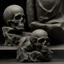 Placeholder: Memento Mori Statue, made of an very dark stone, stonesplash,