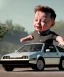 Placeholder: elon musk toddler, full body, delorean, dramatic lighting, hyper realistic