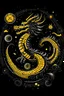Placeholder: Bitcoin go to the moon with chinese dragon in yellow and black