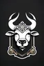 Placeholder: logo design, bunchy, 3d lighting, white ox, highly detailed face, cut off, symmetrical, friendly, minimal, round, simple, cute