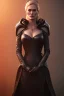 Placeholder: Cersei Lannister as evil queen in black leather, busty, cleavage, curvy, lena headay, angry, stern look. character design by cory loftis, fenghua zhong, ryohei hase, ismail inceoglu and ruan jia. unreal engine 5, artistic lighting, highly detailed, photorealistic, fantasy