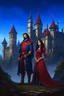 Placeholder: Strahd von Zarovich and Ireena Kolyana standing outside Castle Ravenloft