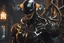 Placeholder: venom machine in 8k nier automata artstyle, halloween them, fire pumpkin head, close picture, fantasy world, intricate details, highly detailed, high details, detailed portrait, masterpiece,ultra detailed, ultra quality