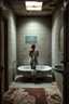 Placeholder: "A very old paints cracked abandoned bathroom , a woman with a towel standing in the tub , insanely detailed octane render trending on artstation, 8k artistic photography, photorealistic concept art, soft natural volumetric cinematic perfect light, chiaroscuro, award-winning photograph, masterpiece, oil on canvas, Raphael, Caravaggio, Greg Rutkowski, people, beksinski, Giger
