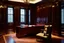 Placeholder: Picture of a study with mahogany panelled walls, a large desk to the side and a heavy wooden door, photorealistic, dark fantasy, 4k