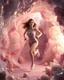 Placeholder: make a picture pretty crystal cave covered with jwells and 3d recursive cubic and sphere base pearls and Gemstone species, a beautiful goddess lady with cute,curvy hair,makeup, in pretty sports suit with jewels is running inside cave ,dynamic camera fallow her inside cave capturing full body, dynamic lights.