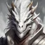 Placeholder: dnd, portrait of white dragonborn