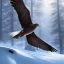 Placeholder: bird of prey, feathers, portrait, extremely sharp detail, finely tuned detail, ultra high definition, 8k resolution, dynamic lighting, unreal engine 5, ultra sharp focus, winter landscape, background trees