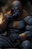 Placeholder: Darkseid dressed in a tracksuit smoking a cigar