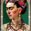 Placeholder: A beautiful portrait of Frida Kahlo by alphonse mucha, japanese tatoos, 4k, high details