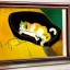 Placeholder: oil portrait of tricolor pattern Cat sleeping in a black sofa by VINCENT VAN GOGH 8k