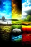 Placeholder: A landscape with the four elements of the earth (fire,water,Wind,soil) 1 photos natural