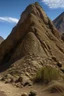 Placeholder: A brown giant mountain near a canyon designed in native American petroglyphs