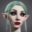 Placeholder: gothic female elf, elf portrait, portrair, elf head, elf face, big eyes, smile, red lipstick and black eyliner, fantasy, happy, 8k resolution, high-quality, fine-detail, fantasy, incredibly detailed, ultra high resolution, 8k, complex 3d render, cinema 4d