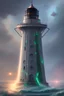 Placeholder: infinity malachite lighthouse on a glittering astral sea, spectacular fantasy landscape concept art,