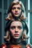 Placeholder: Ultra Realistic retro sci-fi scene, portrait, brunette woman, sweet young Jane fonda face, perfect iris, glow eyes, makeup. Alien background, Retro sci-fi style, helmet, tight latex coat, fog, rain, soft color, highly detailed, unreal engine 5, ray tracing, RTX, lumen lighting, ultra detail, volumetric lighting, 3d, finely drawn, high definition, high resolution.