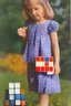 Placeholder: Little girl , dress with rubik's cubes, 1970s