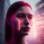 Placeholder: double exposure of a futuristic cyberpunk woman in an alien city by alessio albi --v 4